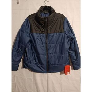 North Face Women's PLUS Size 2X Blue/Black Amazon JFK8 Logo Puffer Jacket